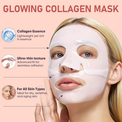 Bio-Collagen Facial Mask 8 EA, Hydrating & Soothing Hydrogel Face Mask TEAWOO