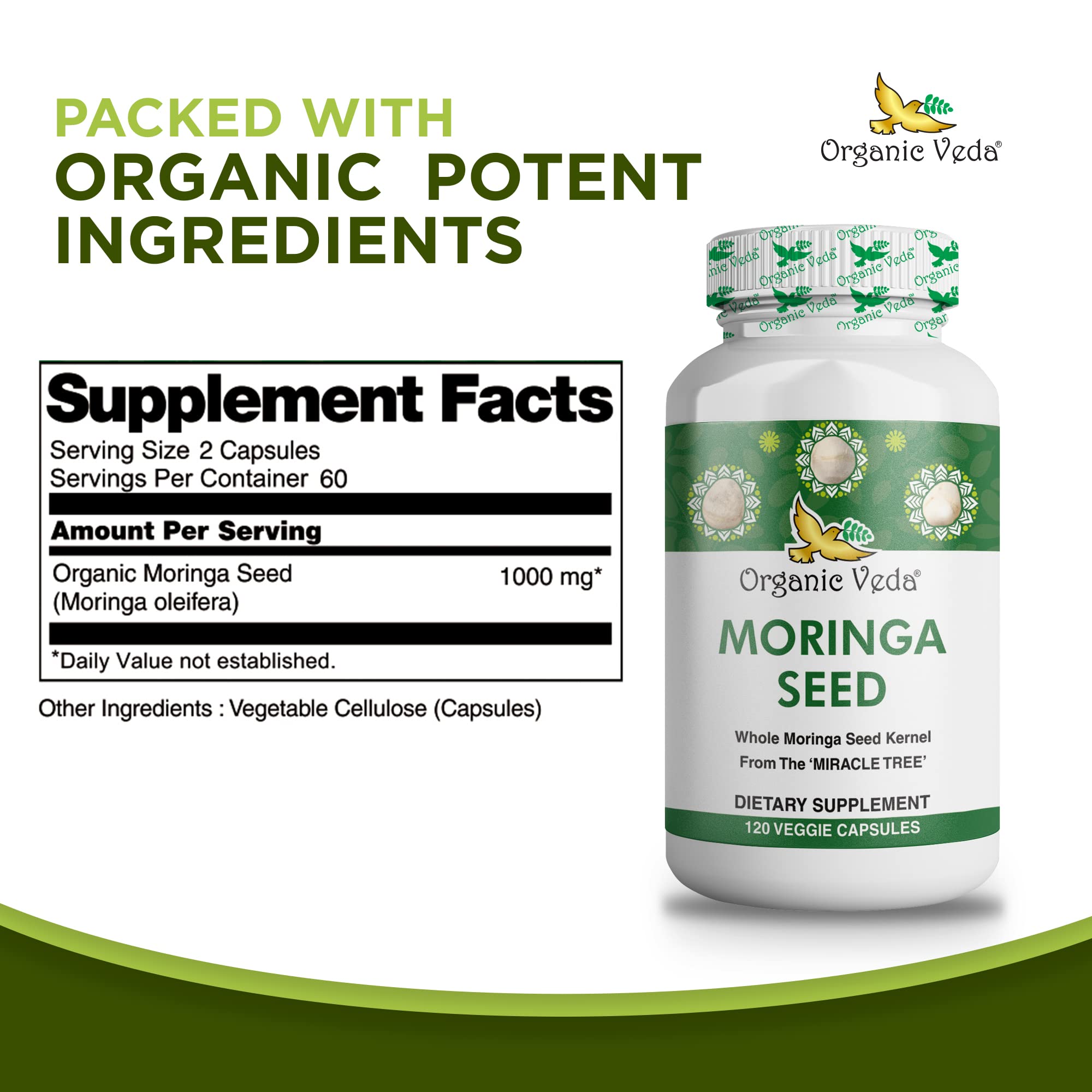 Organic Veda Moringa Seed Capsules - Pure Organic Moringa Capsules Seed Powder Organic Veda buy australia supplements