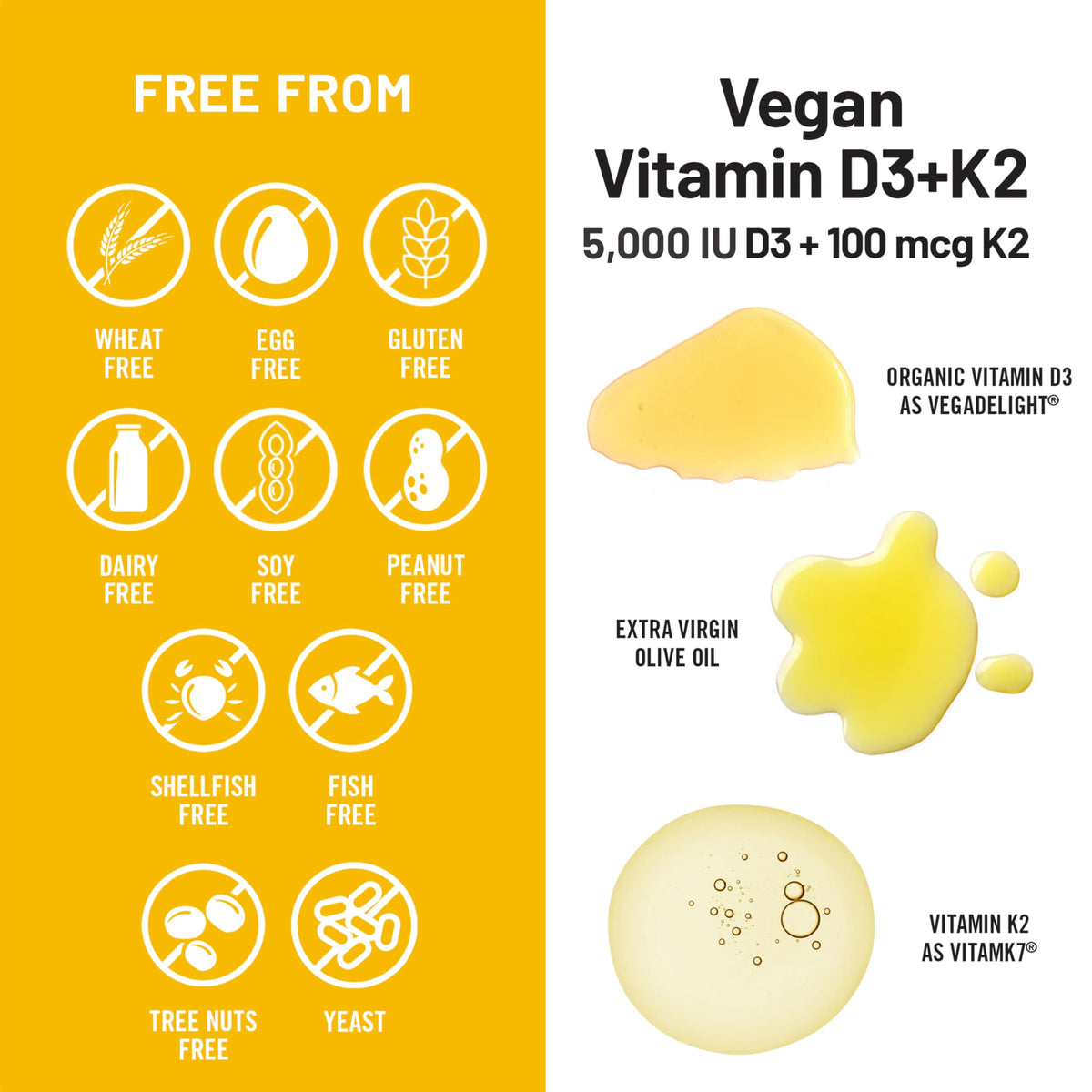 NatureWise Vegan Vitamin D3 + K2 - Natural D3 5000IU + Natural Vitamin K2 100mcg - Bone Support - High Absorption NatureWise