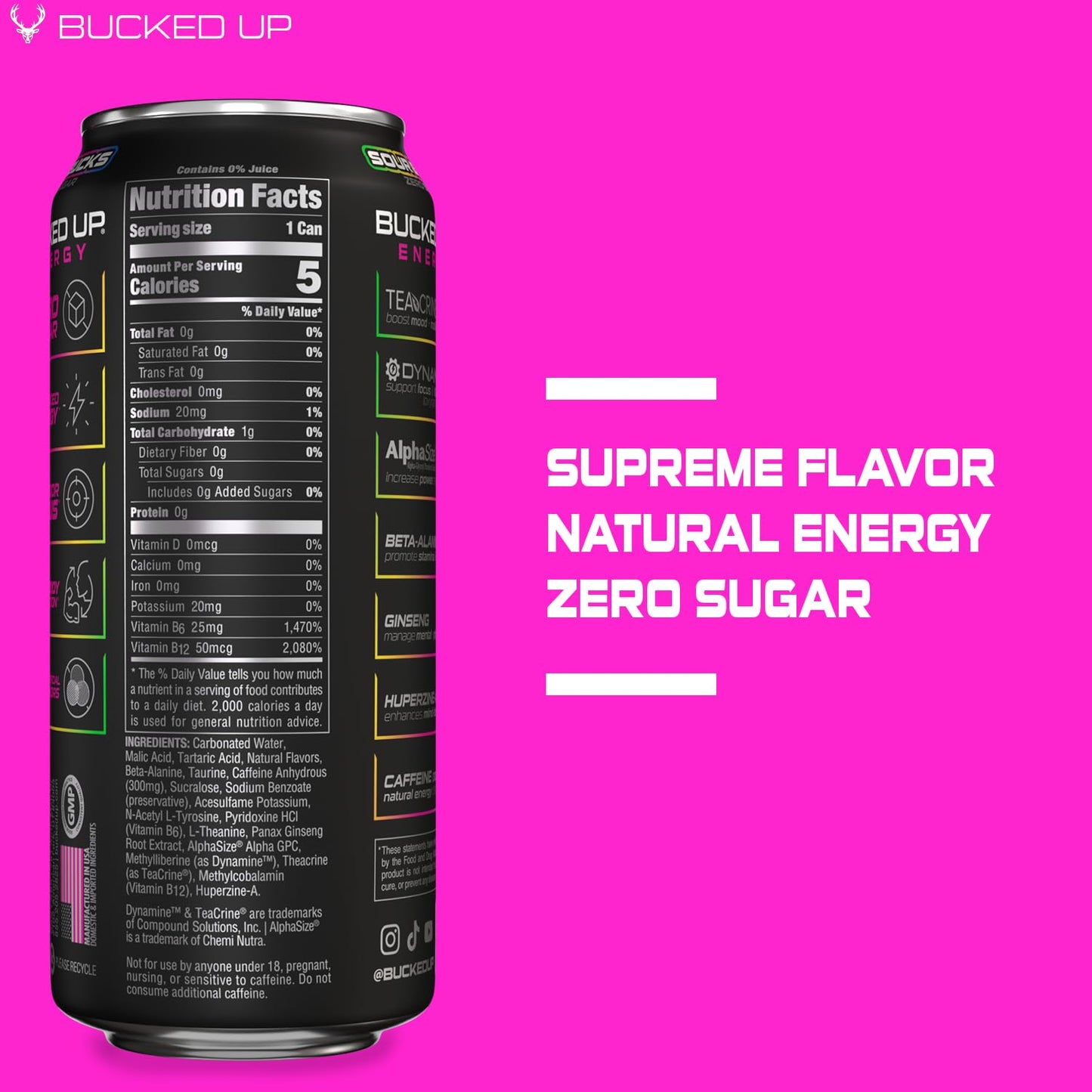 Bucked Up Energy Drink 300mg (Blood Raz) (12 CT)