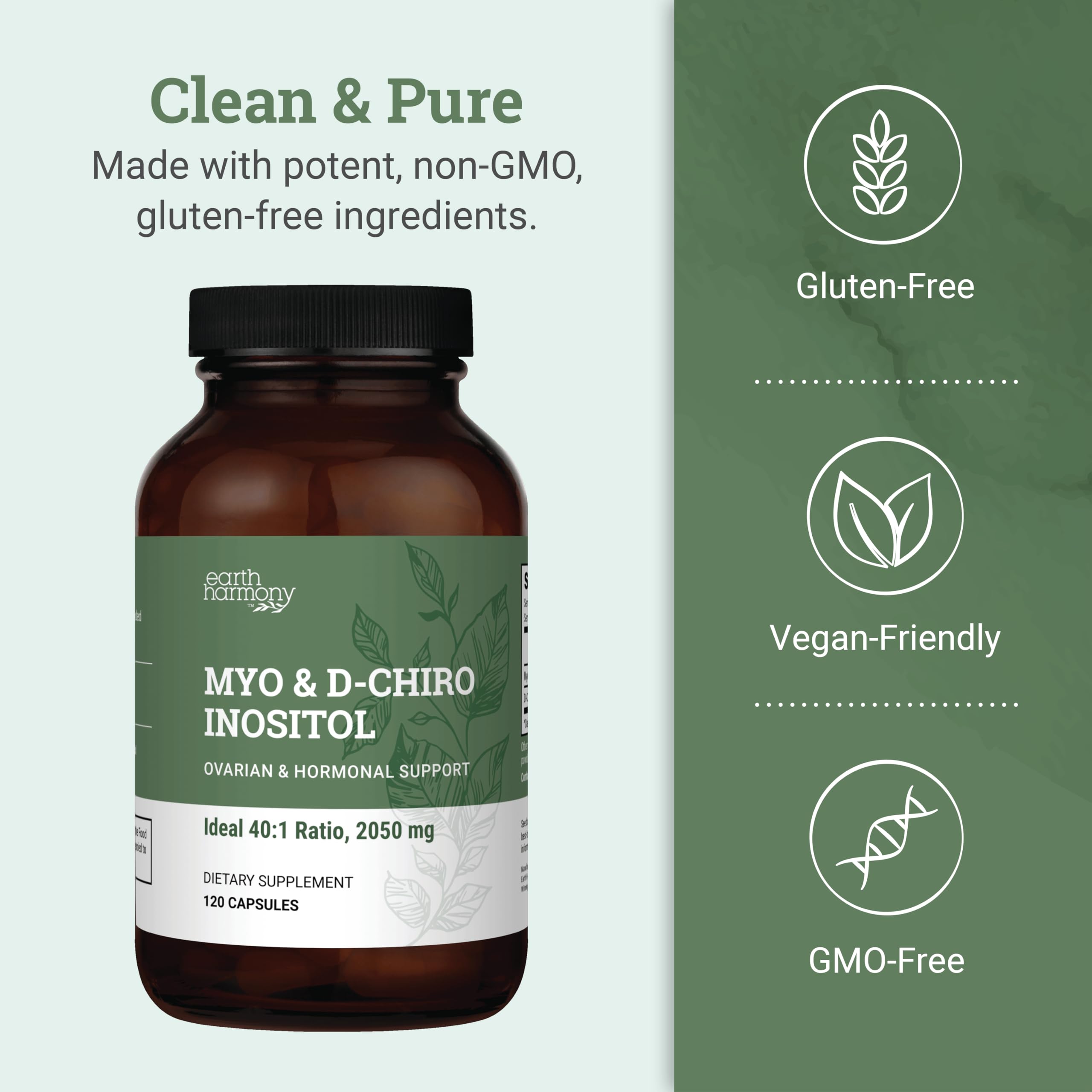 Earth Harmony Myo-Inositol & D-Chiro Inositol Supplement for Women, Ovarian & Hormone Balance for Women - Supports Normal Cycles, Fertility Supplement (120 Capsules) Earth Harmony Naturals buy australia supplements