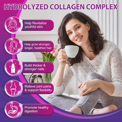 Multi Collagen Peptides Softgel - Type I, II, III, V, X - Hydrolyzed Collagen Peptides with Biotin, Vitamin C, Hyaluronic Acid, Supports Skin Hair Nail Nature's live