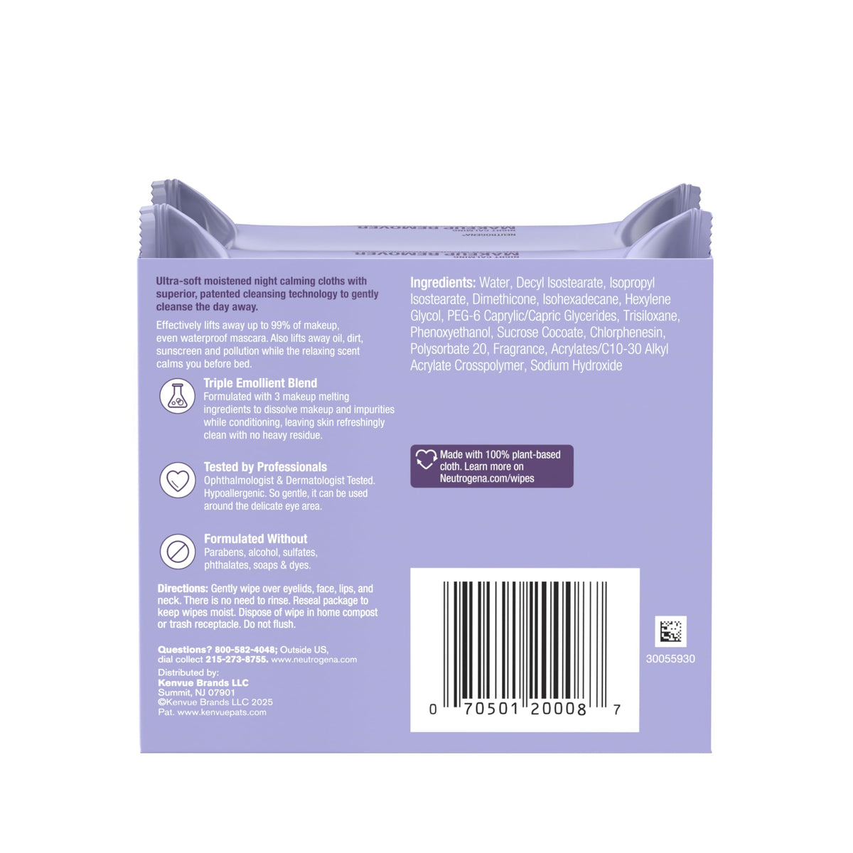 Neutrogena Night Calming Makeup Remover Face Wipes, 2 x 50 ct Neutrogena