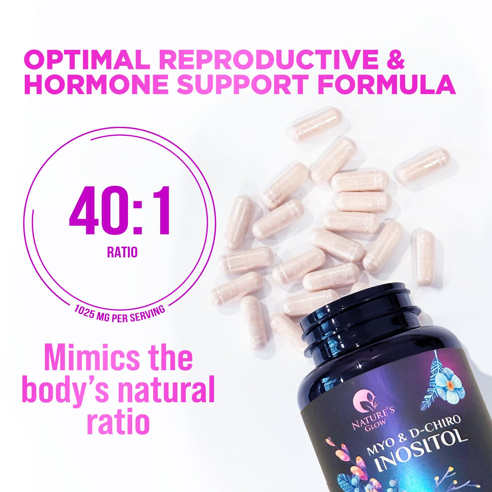 Myo-Inositol & D-Chiro Inositol Blend - 30 Day Supply, Premium 40:1 Ratio, Hormone Sup Nature's Glow buy australia supplements