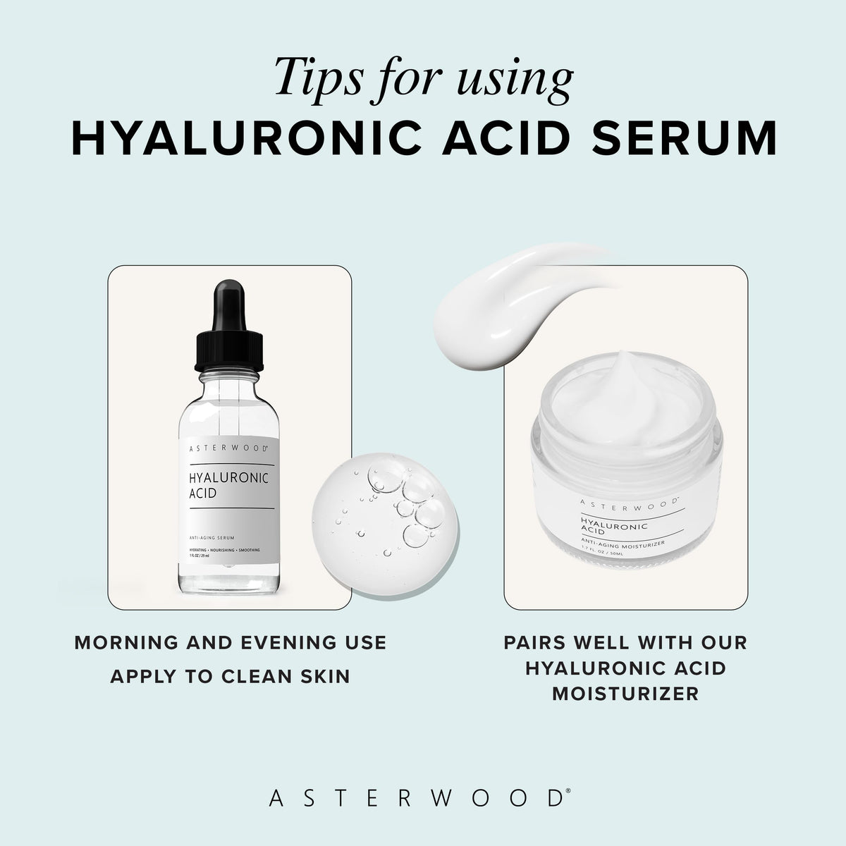 Asterwood Pure Hyaluronic Acid Serum for Face, Anti-Aging & Hydrating Asterwood