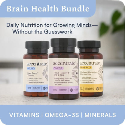 Accentrate Brain Supplement for Focus, Attention, Mood | Complete Vitamin B Complex | Brain Health | Methylated Multivitamin w/L-Methylfolate (5-MTHF), Cofactors Methyl-B12 & P5P | MTHFR Supplement Accentrate