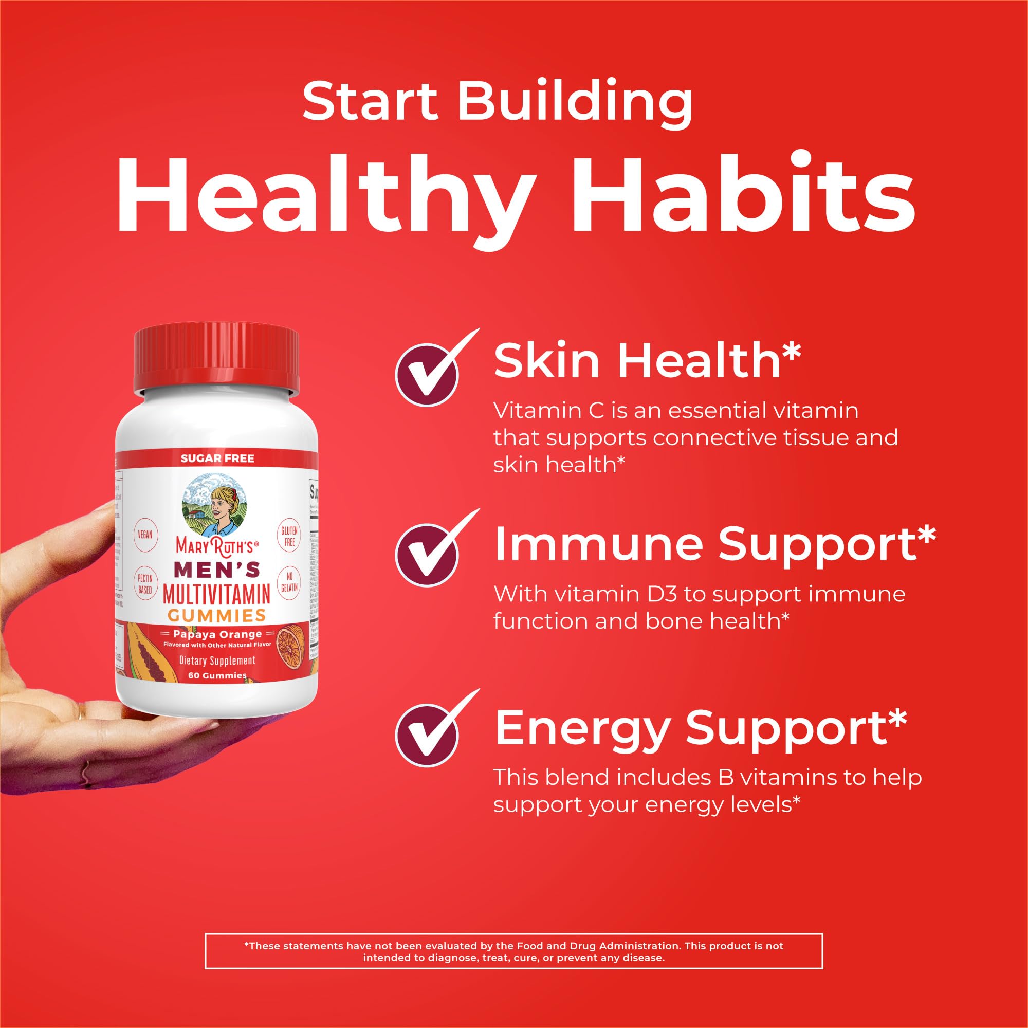 MaryRuth's Multivitamin Gummies for Men | Vitamin A, C, D, E, B6, B12, Biotin, Zinc | Energy Metabolism | Immunity | Bone Health | Cellular Health | Vegan | Non-GMO | Gluten & Sugar Free | 60 Count MARYRUTH'S buy australia supplements