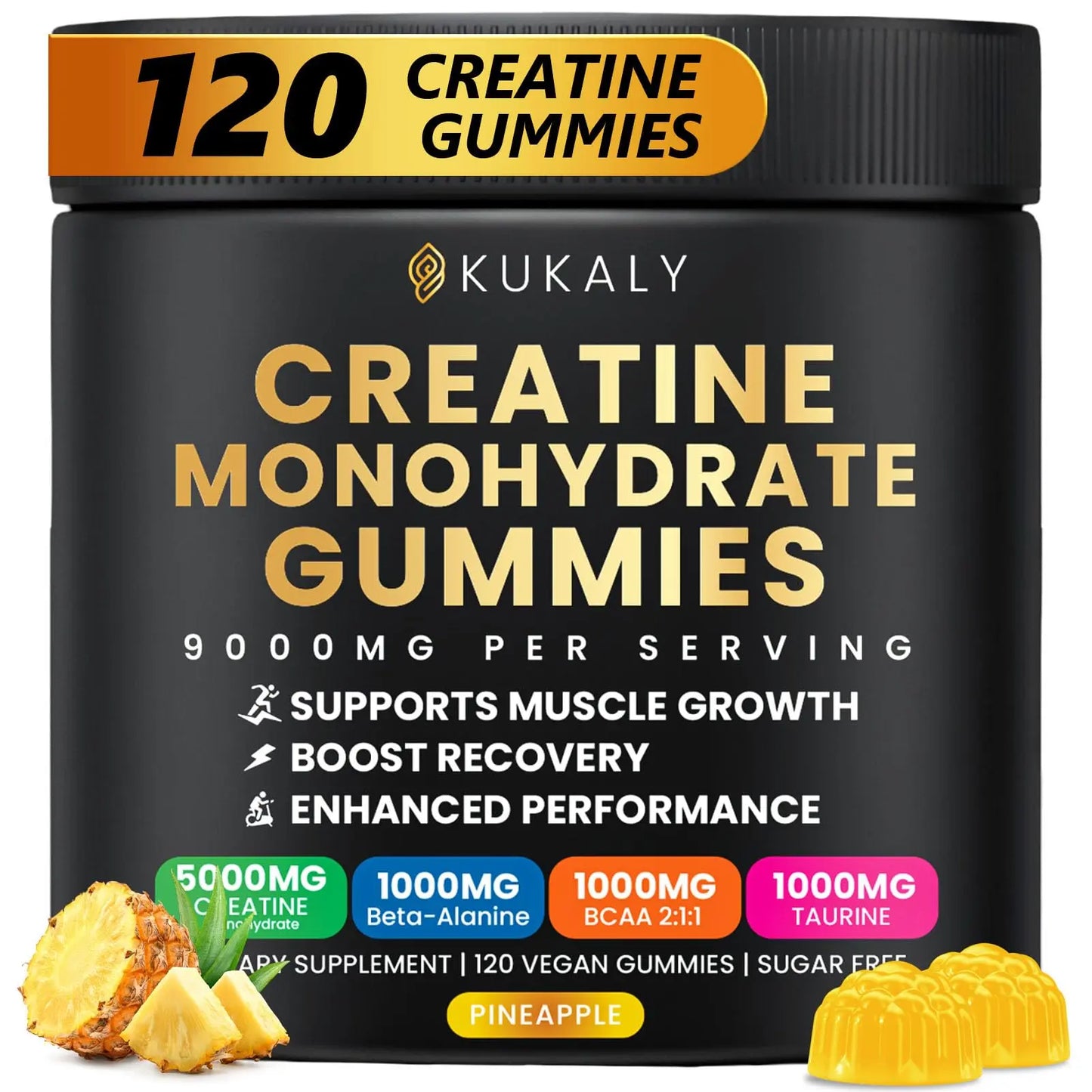 ZyterX Creatine Monohydrate Gummies for Men & Women, 9000MG Creatine Gummies Sugar Free with L-Taurine, BCAA 2:1, B12 B6 for Boost Strength, Focus & Endurance, ZyterX