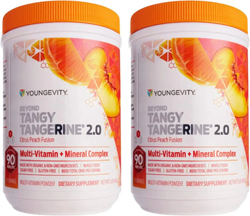 Youngevity Beyond Tangy Tangerine 2.0 Citrus Peach Ultimate Multi-Vitamin & Mineral Complex - Made with Natural & Whole Foods | 8,000 ORAC | 2 Canisters Youngevity buy australia supplements