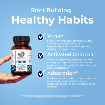 MARYRUTH'S Organics Activated Charcoal Capsules | Substance Adsorption | Derived from Coconut Shells | Vegan Capsules from Pine Trees MARYRUTH'S