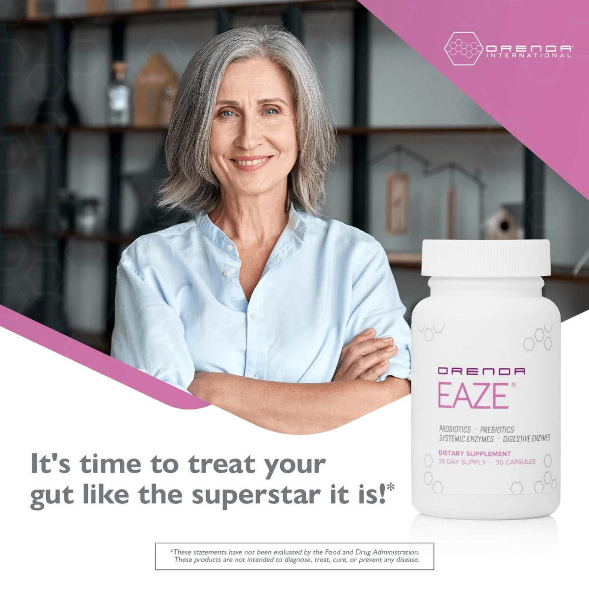 Orenda Eaze®: Gut Wellness Capsules | 6-in-1 Digestive Support with Probiotics, Endospores, Peptizyme-SP EN, Prebiotics, and Digestive Enzymes Orenda International