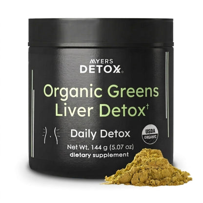 Myers Detox Daily Detox Greens Powder, Organic Superfood Supplement for Detox, Gut Health, Energy, Immune Support, Overall Wellness, Gluten Free Multivitamin Drink Mix, Myers Detox