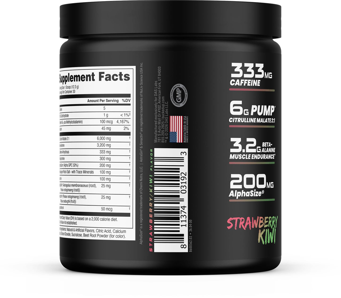 Bucked Up - Woke - HIGH STIM Pre Workout - Best Tasting - Focus Nootropic, Pump, Strength and Growth, 30 Servings (Rocket Pop)