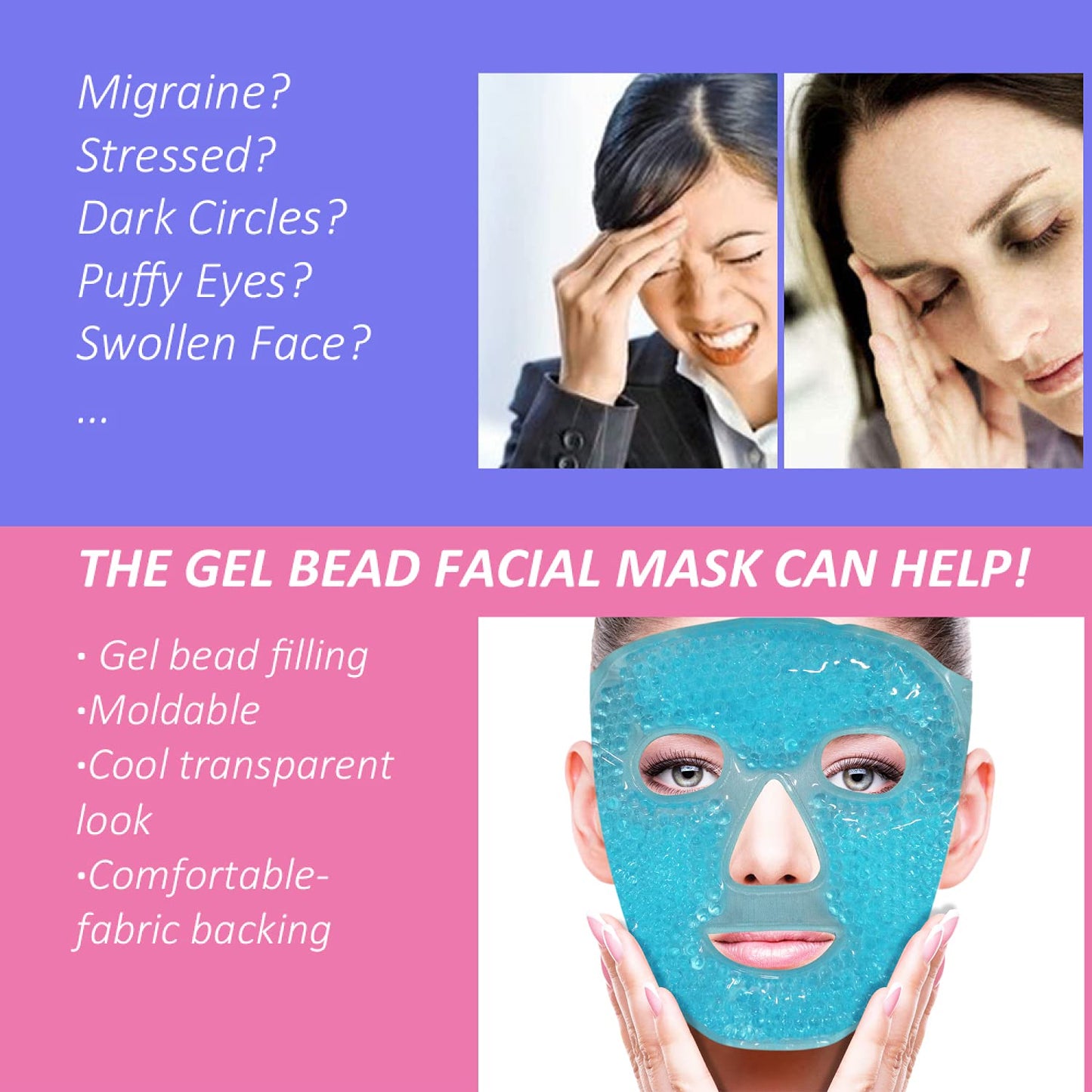 Cold Face Eye Mask Ice Pack Reduce Facial Puff, Dark Circles, Gel Hot Heat Cold Compress Pack, Face SPA Gift for Woman Sleeping ZNÖCUETÖD