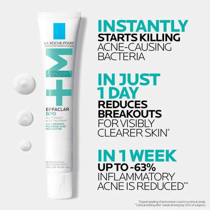 La Roche-Posay Effaclar BPO Multi-Target Acne Treatment for Face, 0.67oz La Roche-Posay