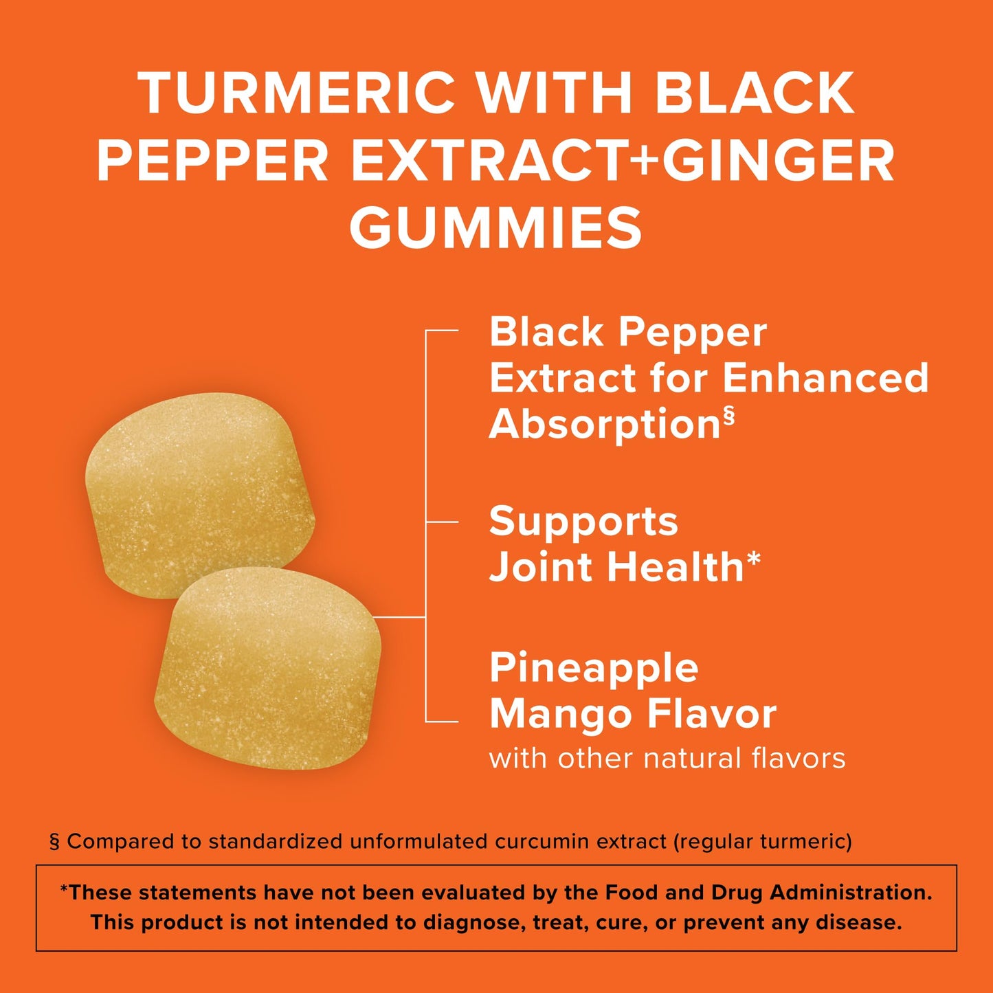Qunol Turmeric and Ginger with Black Pepper Gummies, Turmeric Curcumin Supplement, Joint Health Support Gummy, 90ct Gummies Qunol