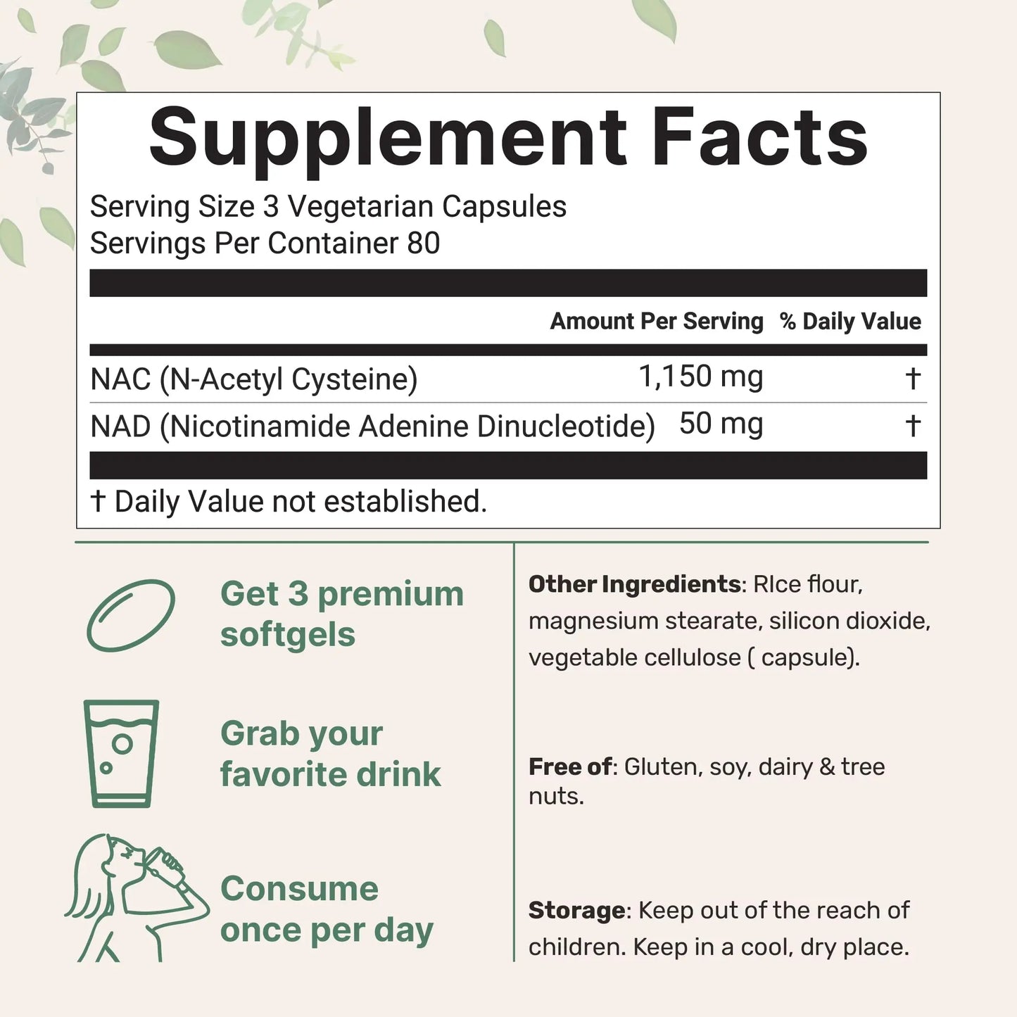 Micro Ingredients NAC with NAD+, 240 Vegetarian Capsules | 1,200 mg Per Serving | 2-in-1 N-Acetyl-L-Cysteine with Nicotinamide Adenine Dinucleotide Micro Ingredients
