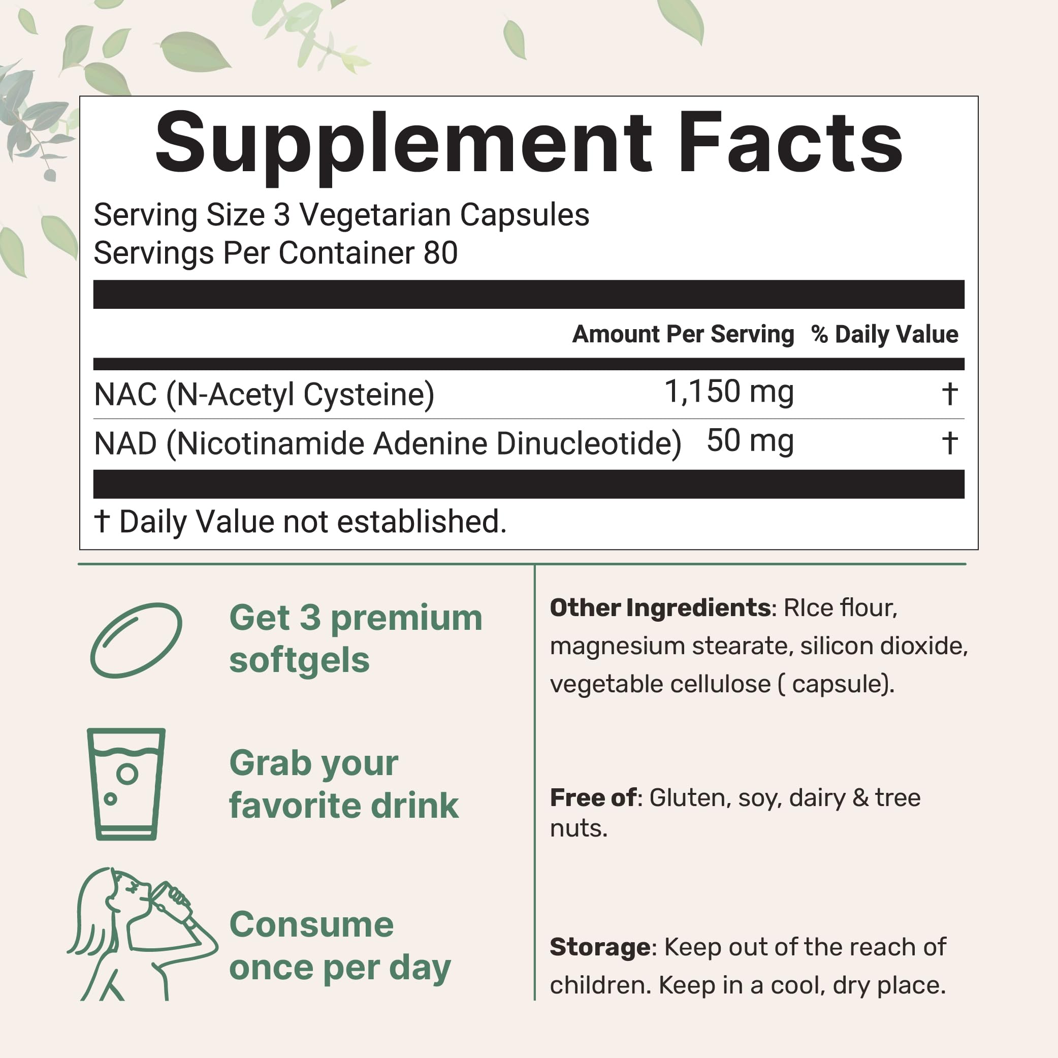Micro Ingredients NAC with NAD+, 240 Vegetarian Capsules | 1,200 mg Per Serving | 2-in-1 N-Acetyl-L-Cysteine with Nicotinamide Adenine Dinucleotide Micro Ingredients buy australia supplements