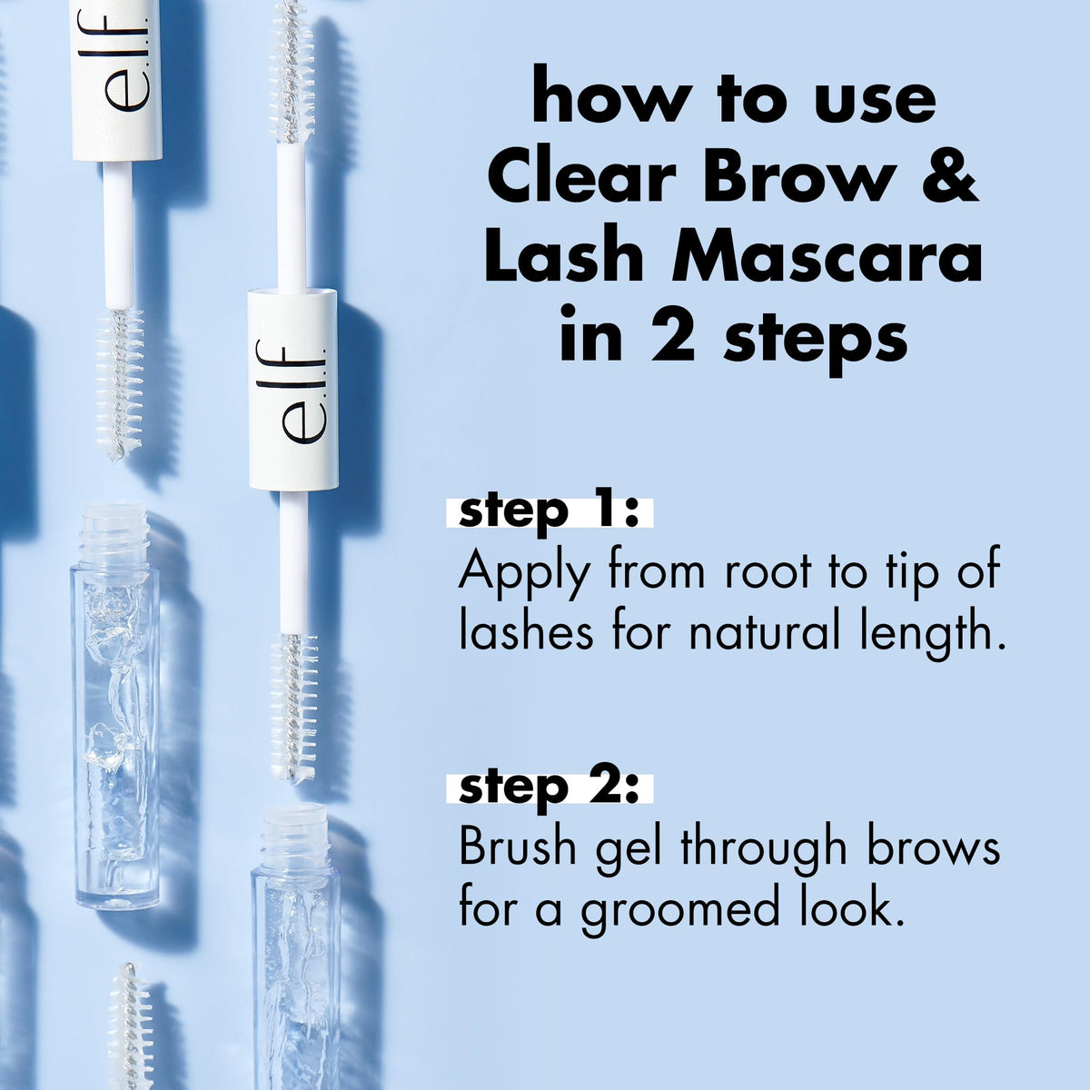 e.l.f. Clear Lash & Brow Mascara Gel, Dual-Sided Flexible Hold, Long-Lasting Clear Formula for Natural-Looking Brows & Defined Lashes e.l.f.