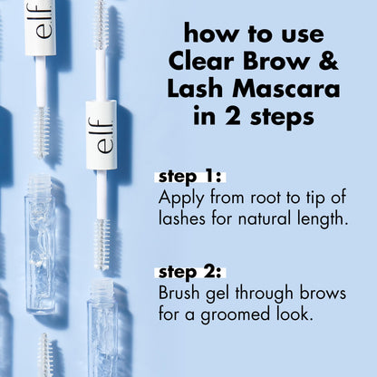 e.l.f. Clear Lash & Brow Mascara Gel, Dual-Sided Flexible Hold, Long-Lasting Clear Formula for Natural-Looking Brows & Defined Lashes e.l.f.