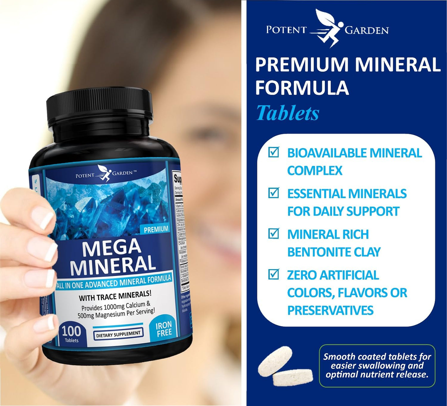 Potent Garden Mega Mineral Supplement Complete Mineral Complex with Calcium Magnesium Zinc Potassium Boron Selenium Chromium & 72 Trace Potent Garden