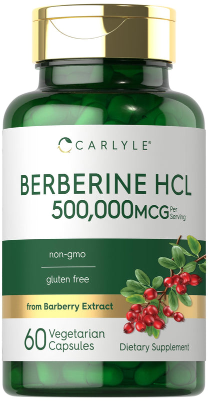 Carlyle Berberine HCL Supplement | 500,000mcg | 60 Capsules | Vegetarian, Non-GMO, Gluten Free Carlyle
