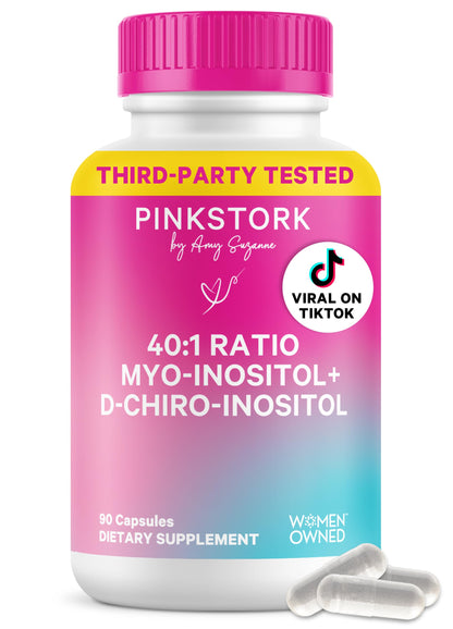 Pink Stork Inositol Supplement for Women 40:1 Myo & D-Chiro, 30 Count | Clinically Studied Ratio to Support Hormone Balance, Healthy Ovulation, Cycle Regularity & Fertility