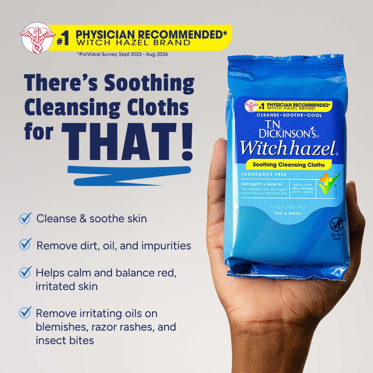 T.N. Dickinson's Witch Hazel Soothing Cleansing Cloths | 25 Wipes T.N. Dickinson's