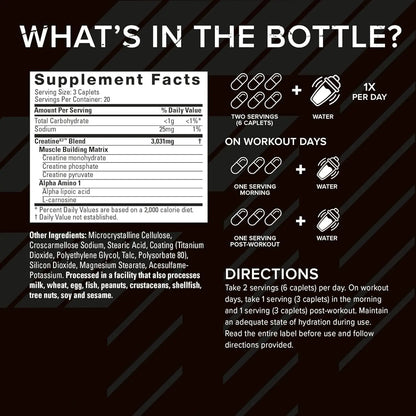 Six Star Creatine Pills, X3 (60 Caplets) - Creatine for Women & Men - Creatine Capsules Support Muscle Strength - Pre & Post Workout Creatine Supplement Six Star
