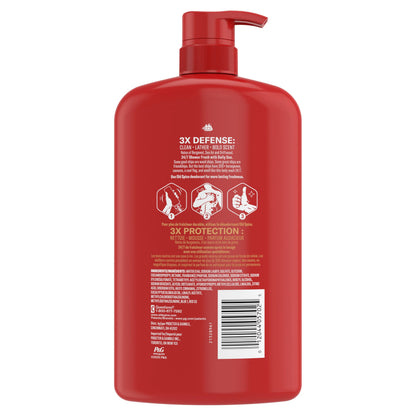Old Spice Refreshing Body Wash for Men, 3X Defense, 24/7 Shower Fresh with Long Lasting Scent, Red Collection, Captain with Bergamot Scent, 33.4 oz Old Spice