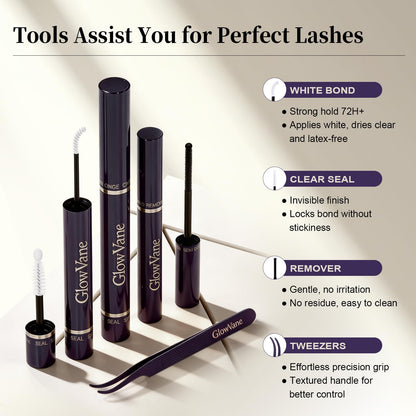 GlowVane TrueCurve Lash Clusters Kit, Wispy Curved Band Eyelash, Winkie GlowVane