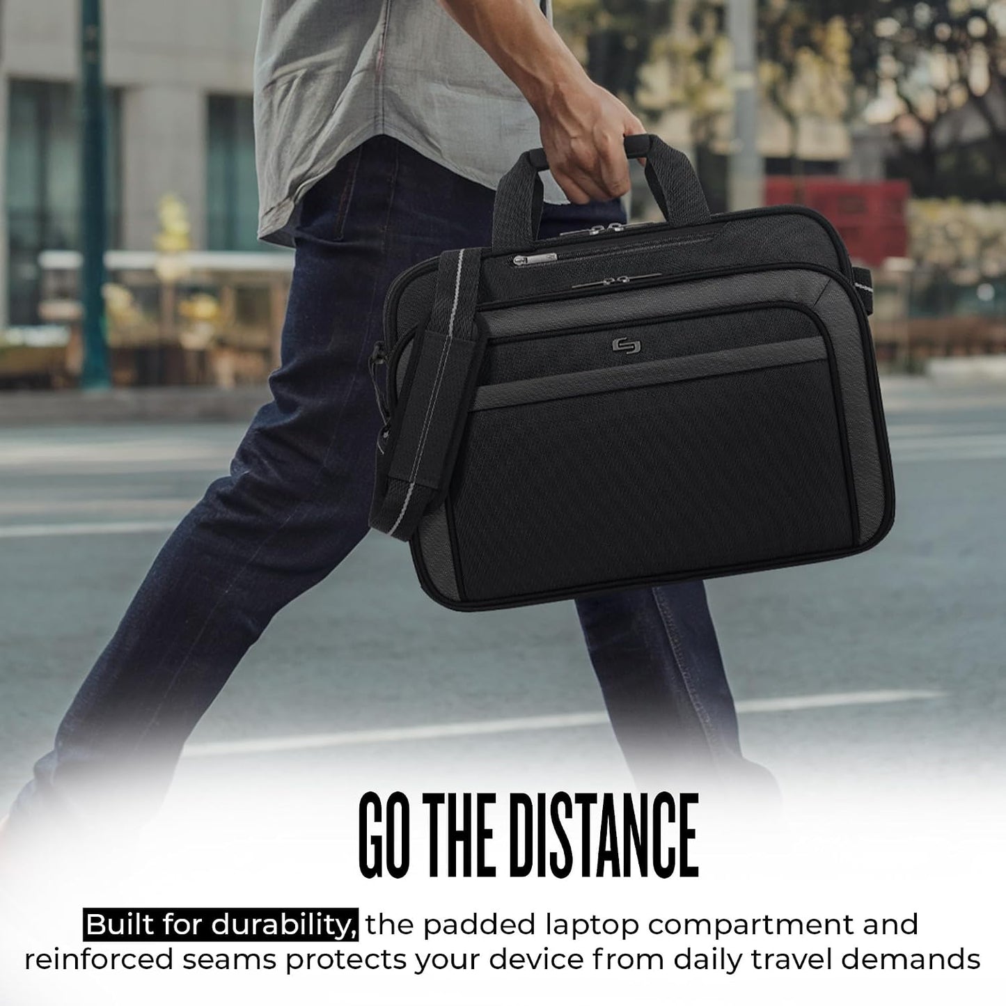 Solo New York Briefcase - Laptop Carrying Bag for Women & Men, Brief for Travel & Work, Front Zippered Pocket, Adjustable Shoulder Strap, Fits 17.3" Computer - Empire, Black Gsupps Australia