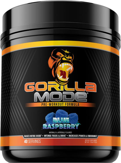 Gorilla Mode Creatine Monohydrate Micronized Powder & Pre Workout (BlackBerry Lemonade) - Massive Pumps | Laser Focus Energy | Improved Muscle Size | Power Output and Strength