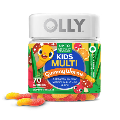 OLLY Kids Multivitamin Gummy Worms, Overall Health and Immune Support, Vitamins and Minerals A, C, D, E, Bs and Zinc, Chewable Supplement OLLY