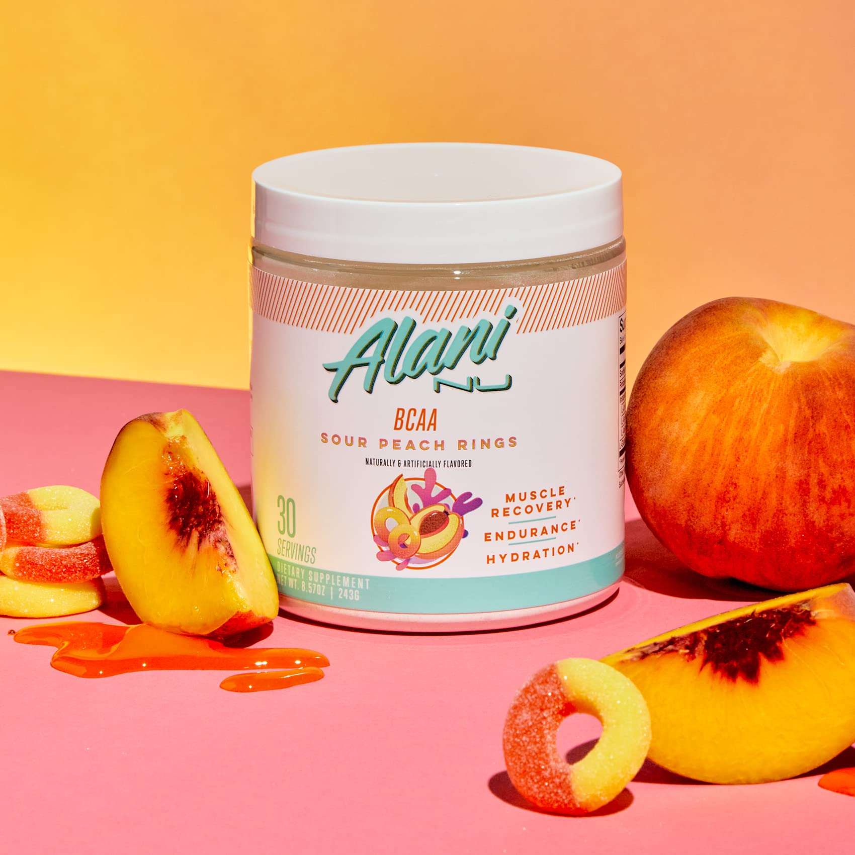 Alani Nu Breezeberry Pre Workout and BCAA Sour Peach Rings Post Workout Powder Alani Nu buy australia supplements