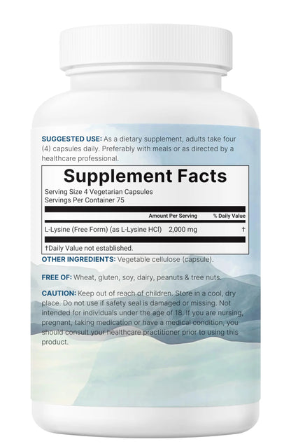 Pure L-Lysine 2,000mg, 300 Veggie Capsules | Maximum Potency, Easily Absorbed, Free Form | Essential Amino Acid for Collagen, Lip, & Immune Support Micro Ingredients