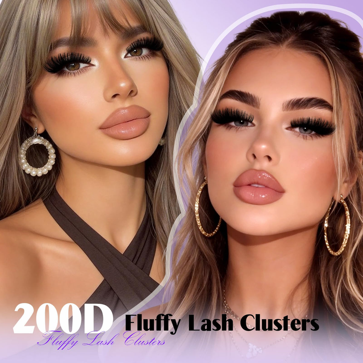 B&Q Fluffy Lash Clusters 200D,Dramatic Full Eyelash Clusters Volume 10-18mm B&Qaugen