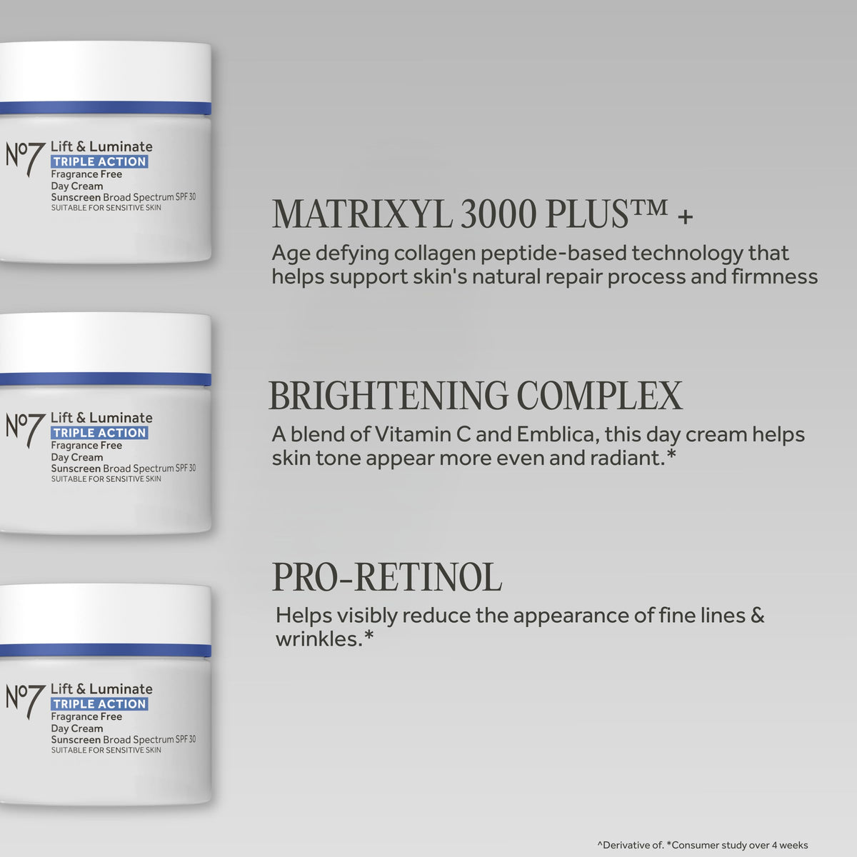 No7 Lift & Luminate Triple Action Face Cream with SPF 30, 1.69 oz No.7