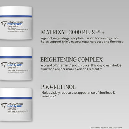 No7 Lift & Luminate Triple Action Face Cream with SPF 30, 1.69 oz No.7