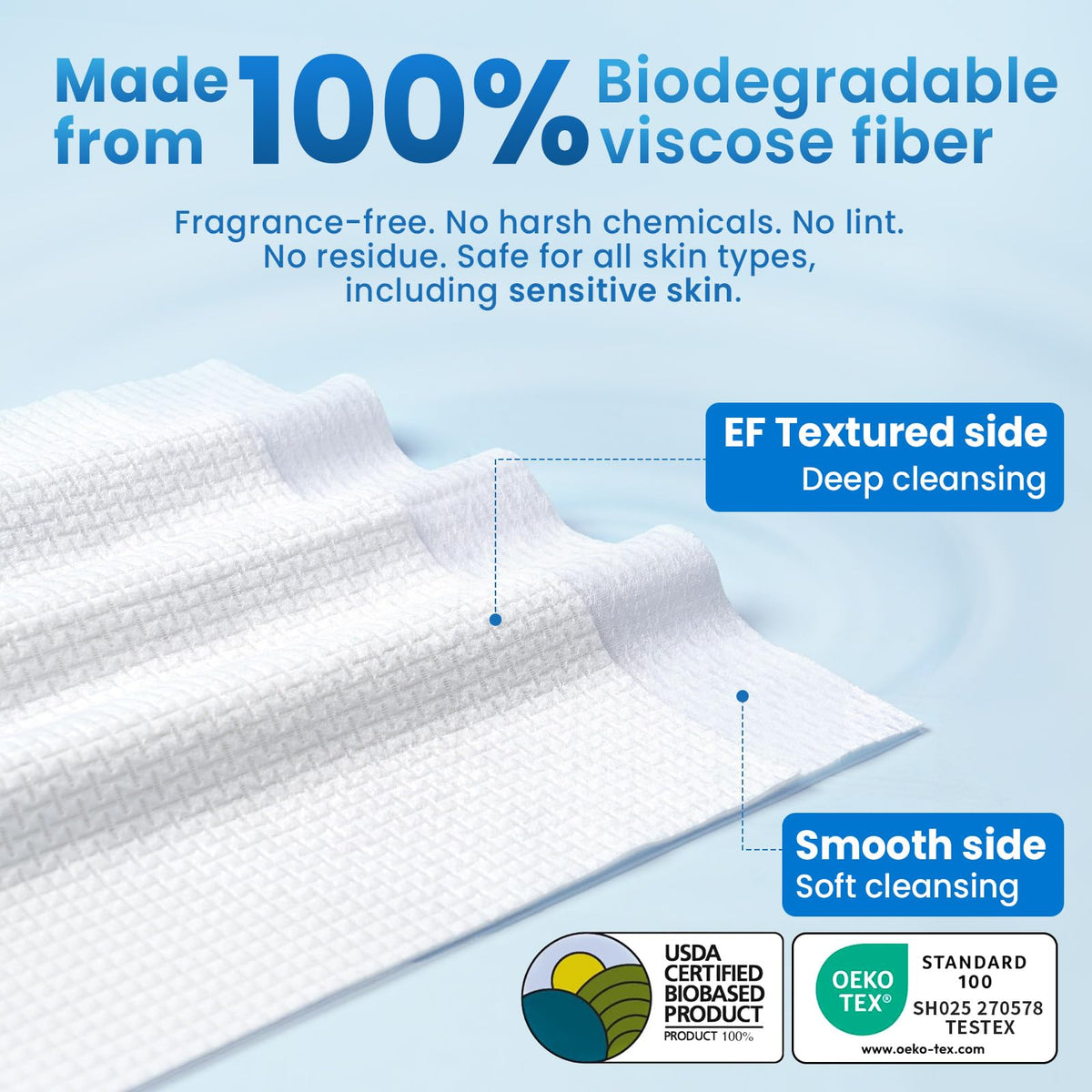 Borje Face Towels XXL, Disposable Face Towel 10" x 12", 100 Count (2 Packs of 50), 100% USDA Biobased Facial Towelettes, Ultra Soft & Hygienic Makeup Remover Dry Wipes for Women Cleansing Borje