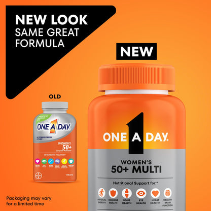 One A Day Multivitamin for Women 50 and Over Tablets, Womens Multivitamin 50 plus with Vitamins D, C, E, Zinc & Biotin, Daily Vitamins ONE A DAY