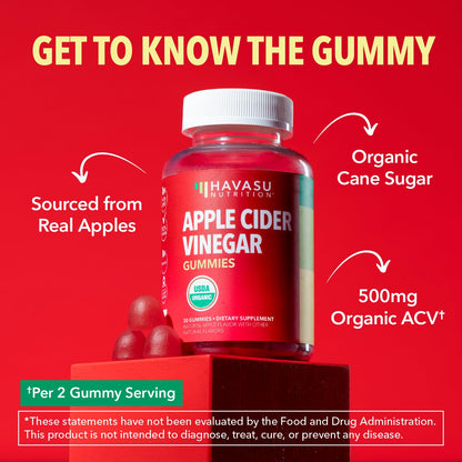Apple Cider Vinegar Gummies, USDA Organic, Apple Flavor, 1-Month Supply | USDA Organic ACV Gummies for Digestive Health, Metabolism & Gut Support, Vegan, Gluten-Free, No Harsh Taste, 60ct Gsupps Australia
