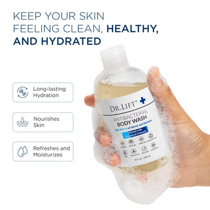 Dr. Lift Antibacterial Body Wash, Lemon, Spirulina, Vegan, 8 Fl Oz DR. LIFT