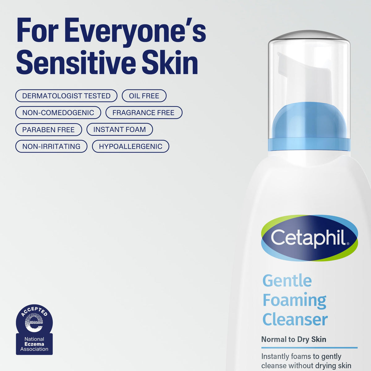 Cetaphil Oil Free Gentle Foaming Facial Cleanser, Sensitive Skin, 8oz Cetaphil