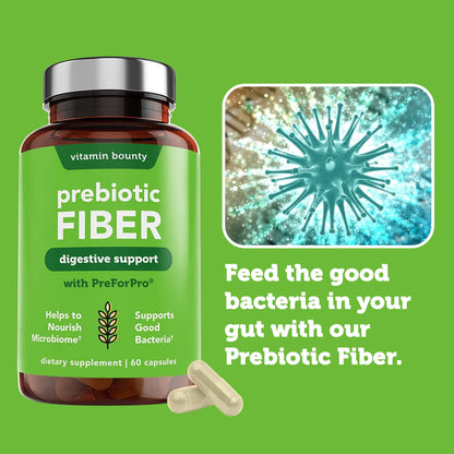 Vitamin Bounty Prebiotic Capsules - PreforPro® Prebiotics Supplement for Women & Men Digestive Health & Advanced Gut Health – No Fiber, No Bloating Vitamin Bounty
