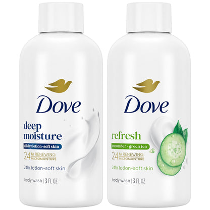 Dove Travel Body Wash Set, Deep Moisture & Refresh, 3 Oz Ea Dove