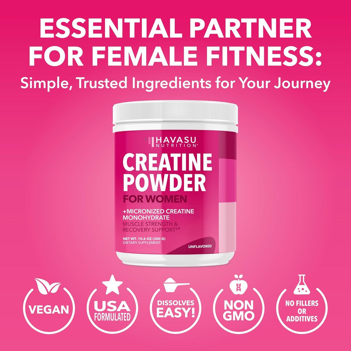Creatine for Women, Unflavored, 300gm, 3g, Energy & Lean Muscle Support | Micronized Creatine Monohydrate Per Serving, Mental Clarity Support, Post Workout Recovery, Non-GMO, 100 Servings, Vegan Gsupps Australia