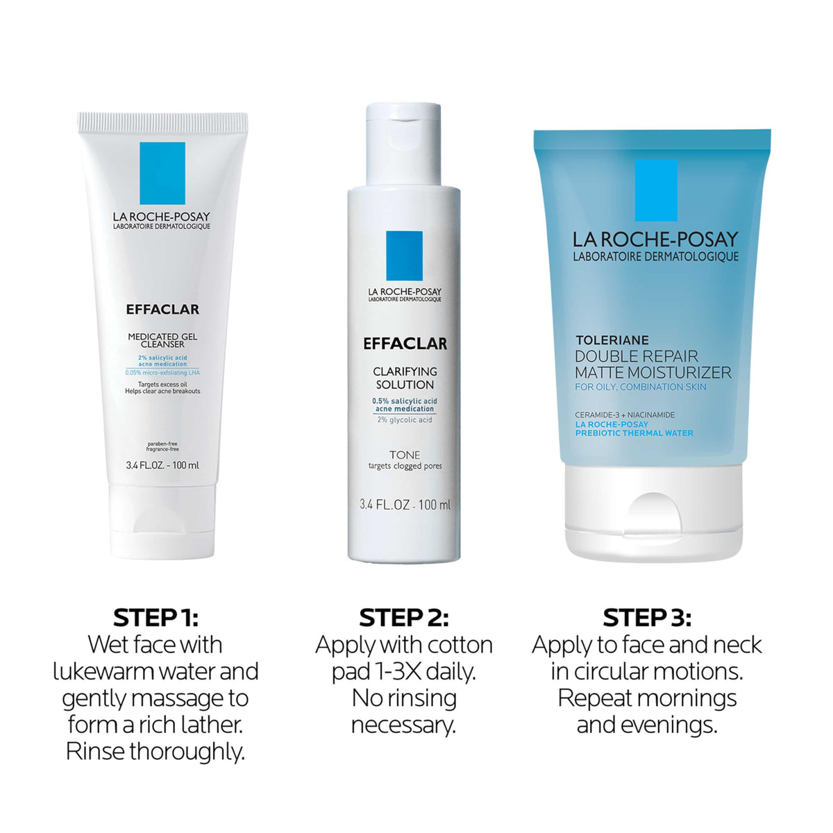 La Roche-Posay Effaclar Daily Acne Kit with Cleanser, Toner & Moisturizer La Roche-Posay