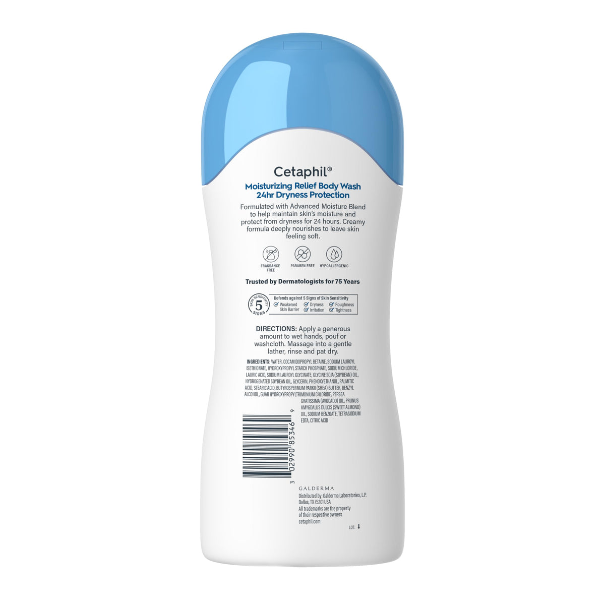 Cetaphil Moisturizing Body Wash, Sensitive Skin, Fragrance Free, 16.9oz Cetaphil