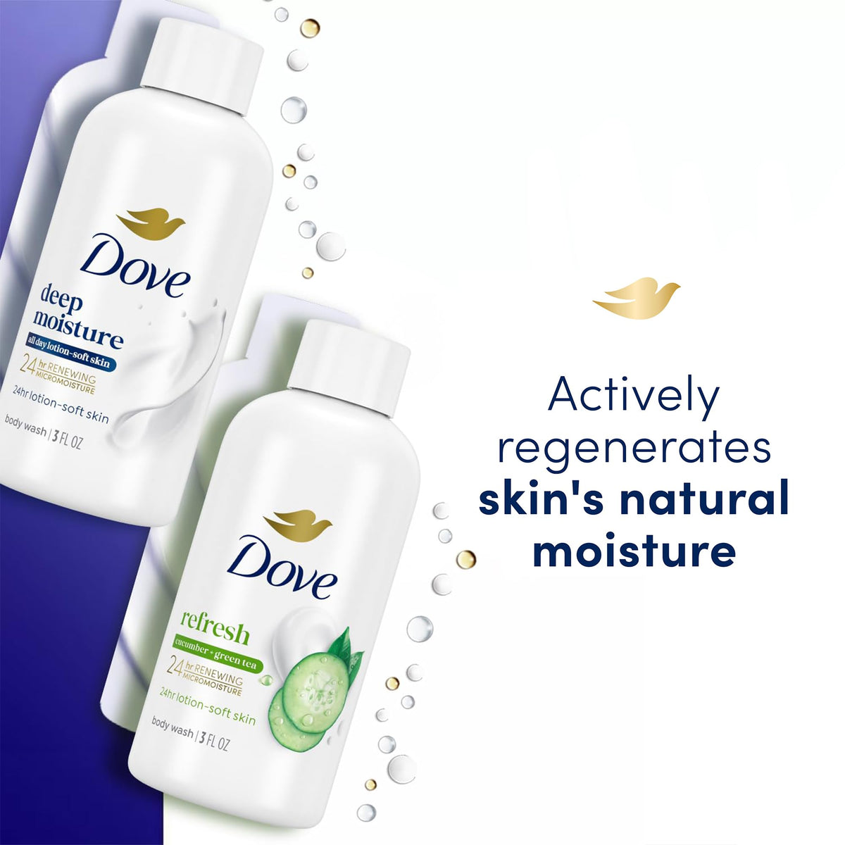 Dove Travel Body Wash Set, Deep Moisture & Refresh, 3 Oz Ea Dove